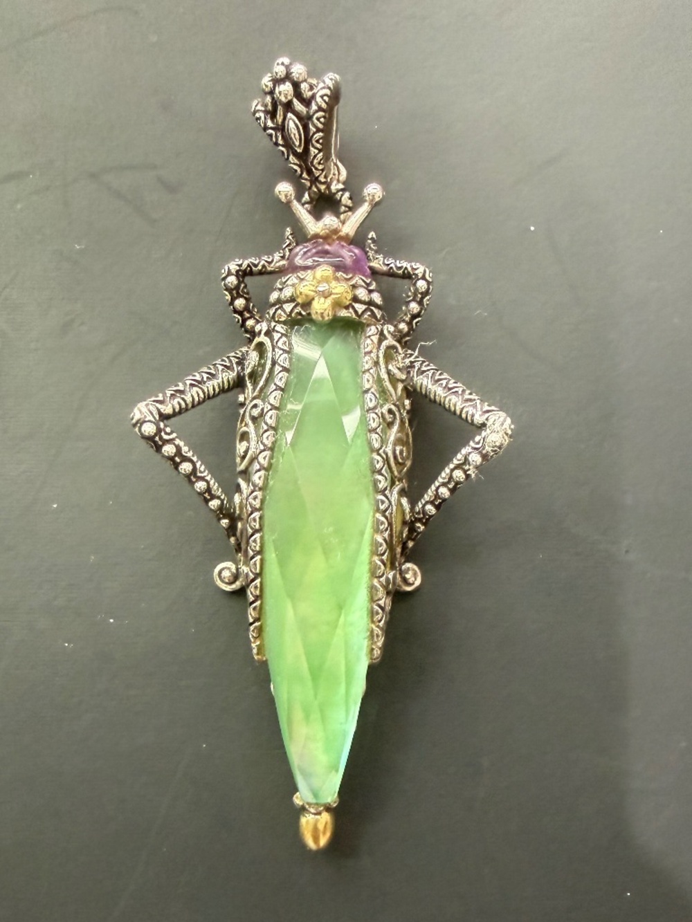 Barbara Bixby Sterling & 18K Gemstone Grasshopper Enhancer